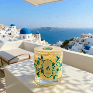 Candela “Le Rose” Turchese Rugiada e Rosa