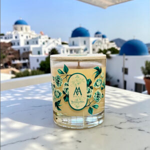 Candela “Le Rose” Turchese Rugiada e Rosa