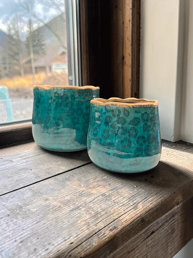 Vaso Turchese con fiori - immagine 4