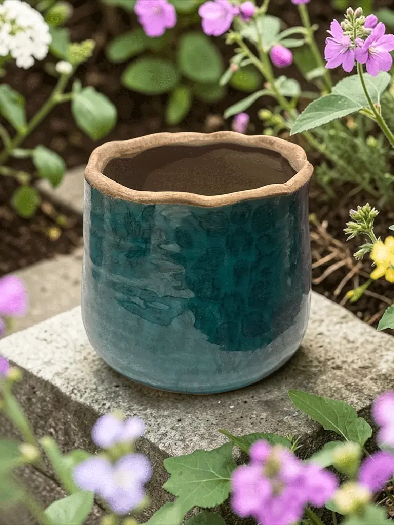 Vaso Turchese con fiori - immagine 2