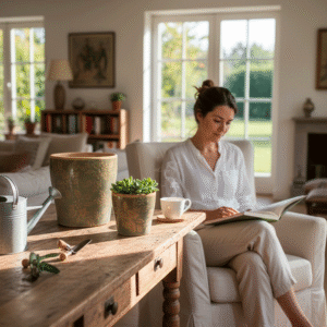 Vaso in Ceramica Verde con Fiori