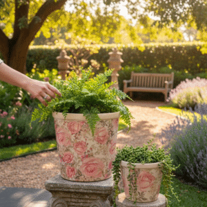Vaso in Ceramica a cono con Rose dipinte
