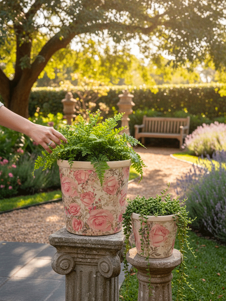 Vaso in Ceramica a cono con Rose dipinte