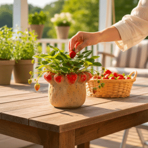 Vaso in Ceramica con Fragole in rilievo
