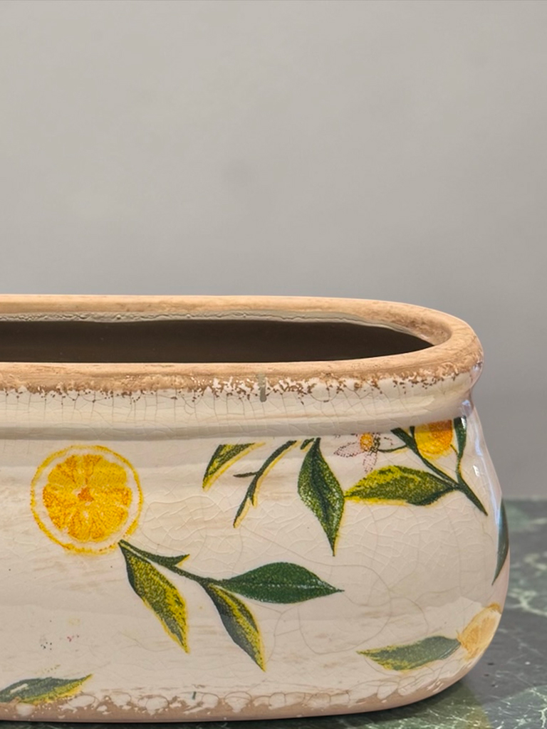 Vaso in Ceramica Ovale con decoro di Limoni - immagine 2
