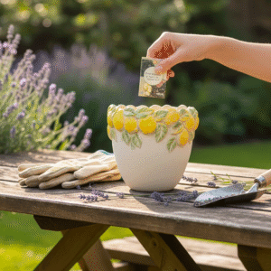 Vaso in Ceramica con Limoni in rilievo