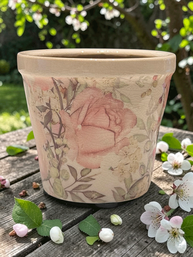 Vaso in Ceramica a cono con Rose dipinte - immagine 2