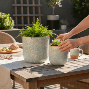 Vaso in Ceramica con decorazioni materiche