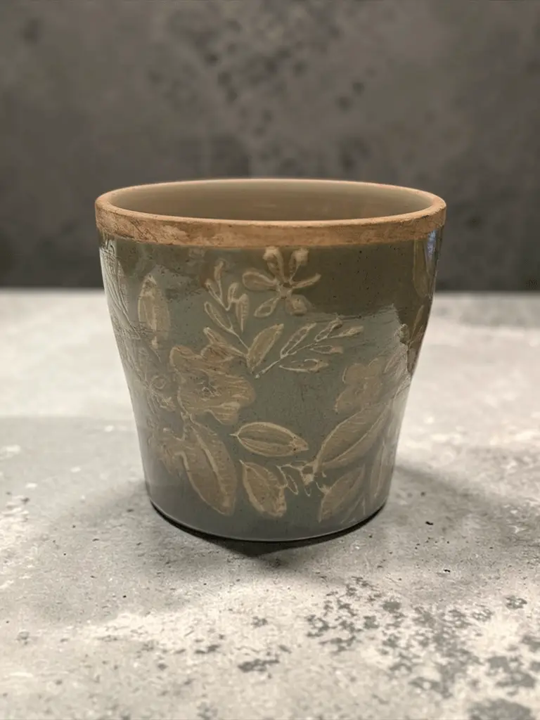 Vaso in Ceramica Verde con Fiori - immagine 3