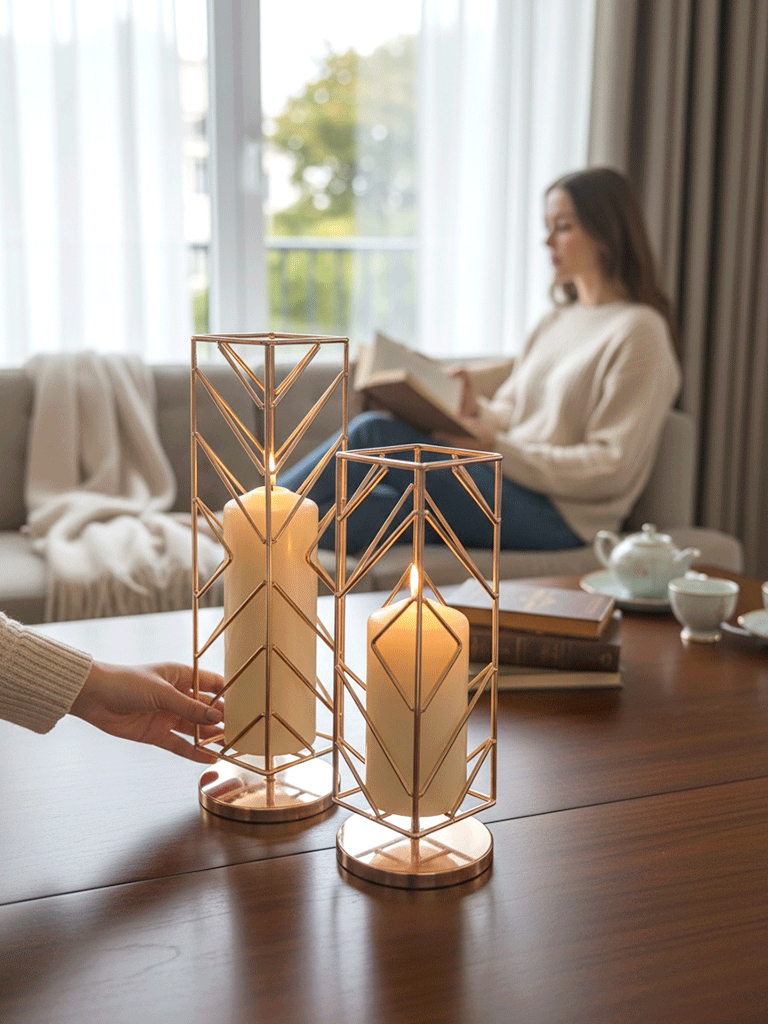 Candelabro in Metallo Oro