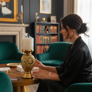 Candelabro in Ceramica Oro