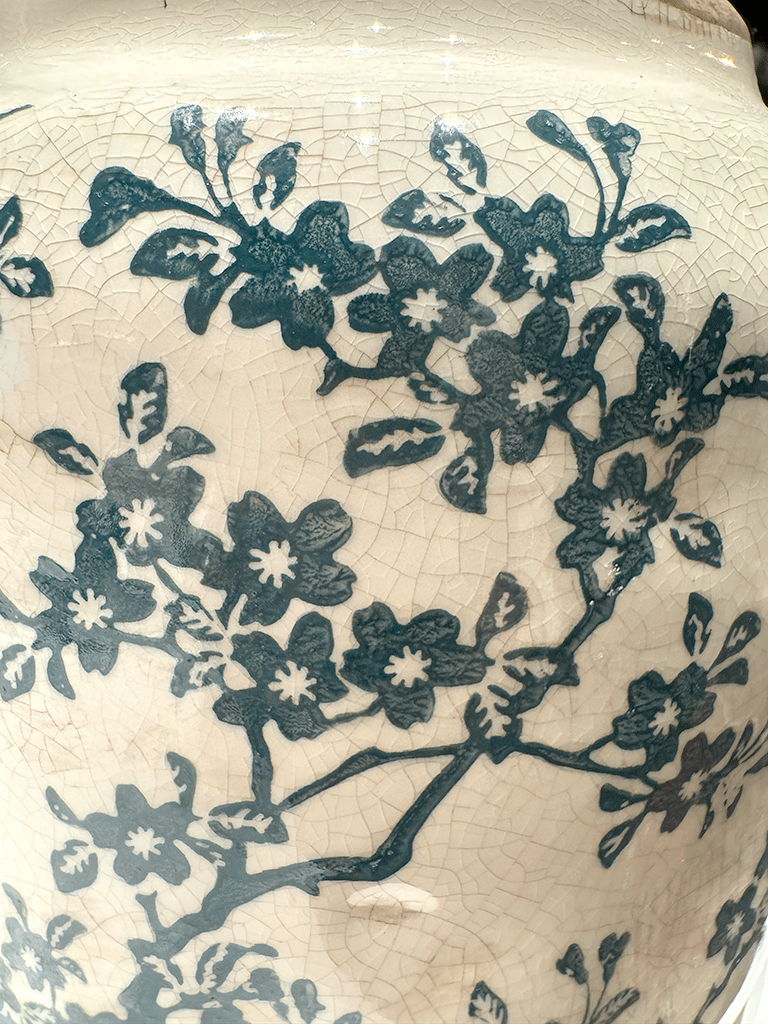 Vaso in Ceramica Japonica con Fiori Verdi - immagine 3