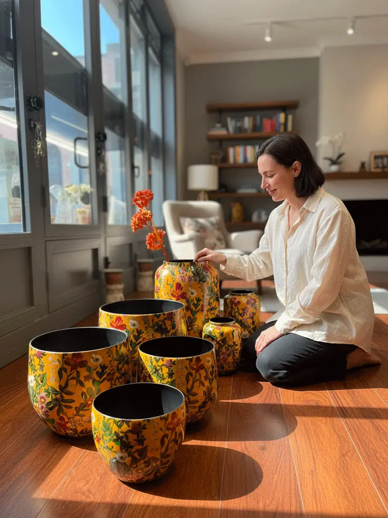 Vaso in Metallo dipinto Planter - immagine 4