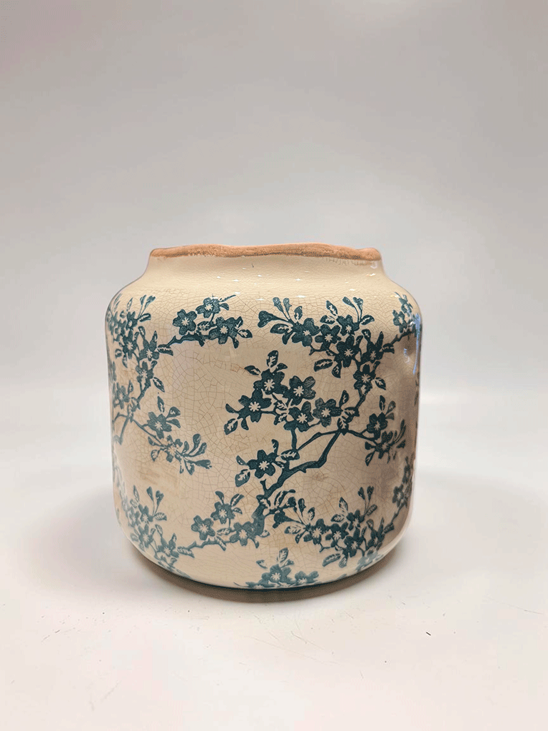 Vaso in Ceramica Japonica con Fiori Verdi - immagine 2