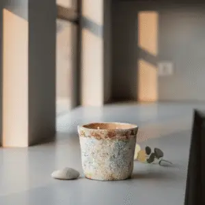 Turquoise and Terracotta Raku Candle