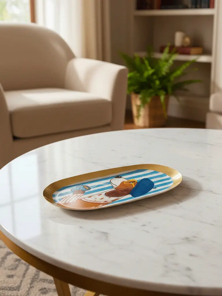 Vassoi decorativi in metallo dorato con decori smaltati - immagine 7