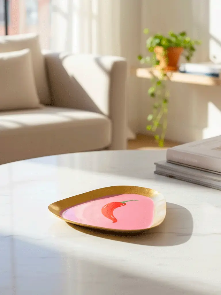 Vassoi decorativi in metallo dorato con decori smaltati - immagine 5