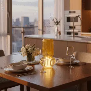 Battery-powered LED lantern that doubles as a flower vase