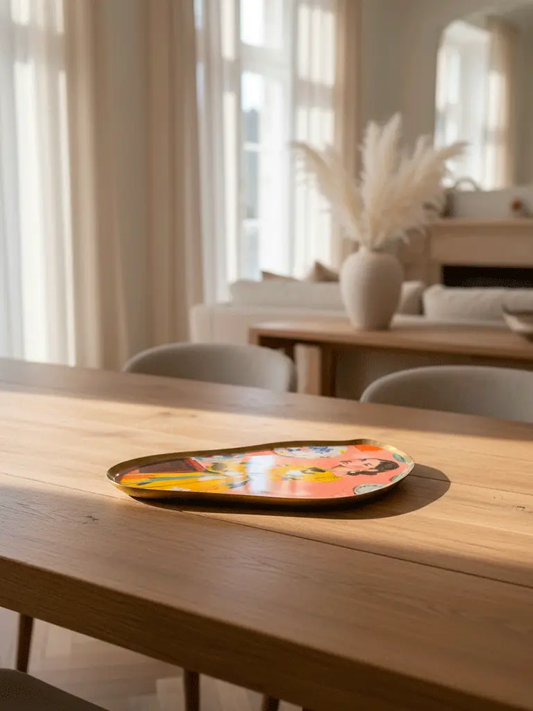 Vassoi decorativi in metallo dorato con decori smaltati - immagine 8